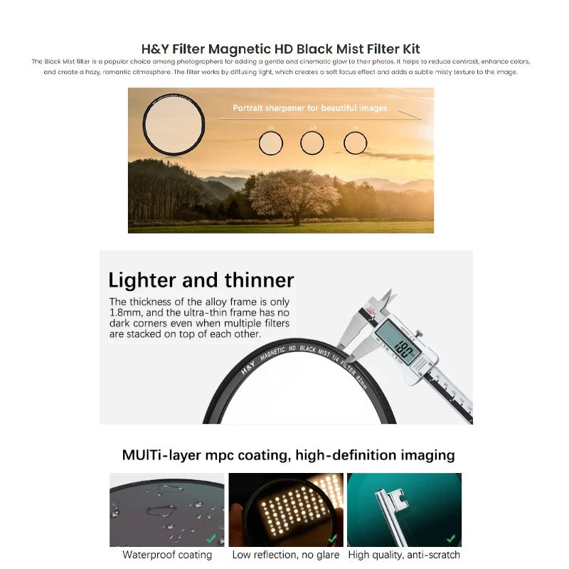 H&Y Magnetic HD Black Mist 1/8 Filter Kit 49mm (MC8-49)