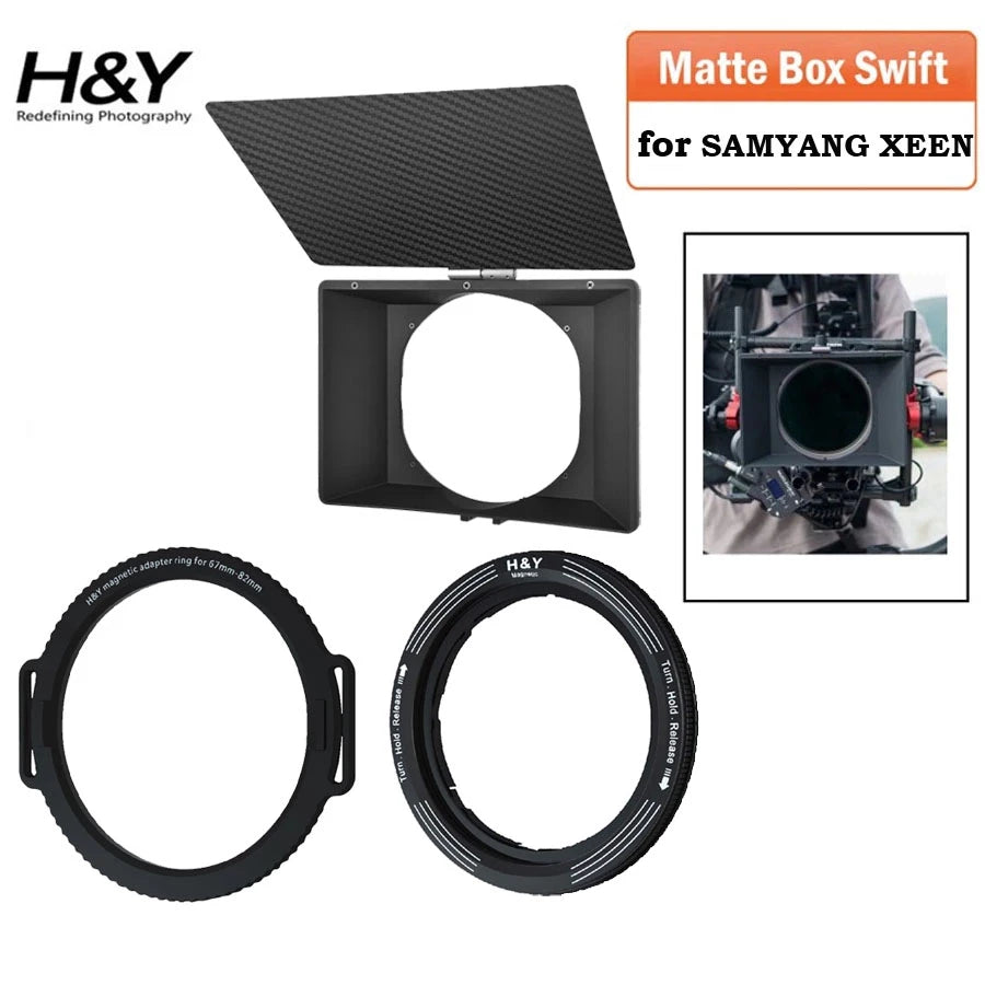 H&Y Swift Magnetic Matte Box for SAMYANG XEEN  (Adapter REVORING 82-95mm + Magnetic Bridge 95mm + Magnetic Matte Box)