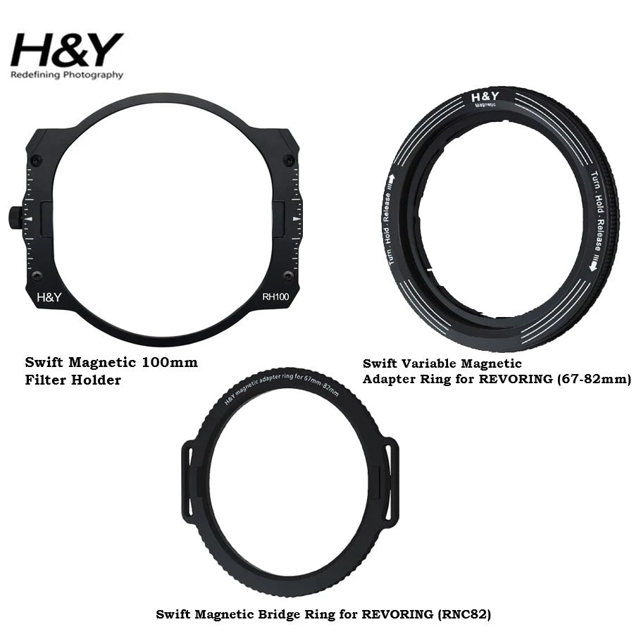 H&Y Swift Holder Revoring Swift LITE  (Adapter REVORING 67-82mm + Magnetic Bridge 82mm + Holder RH100)