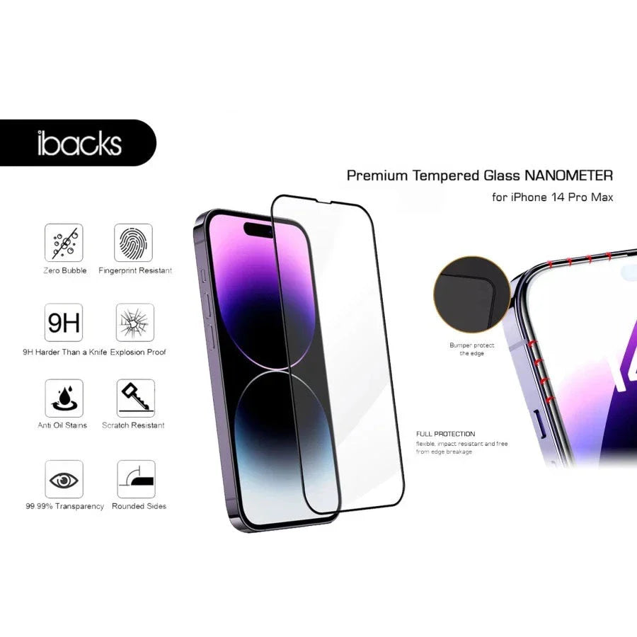 Ibacks Nanometer Tempered Glass for iPhone 14 Pro Max