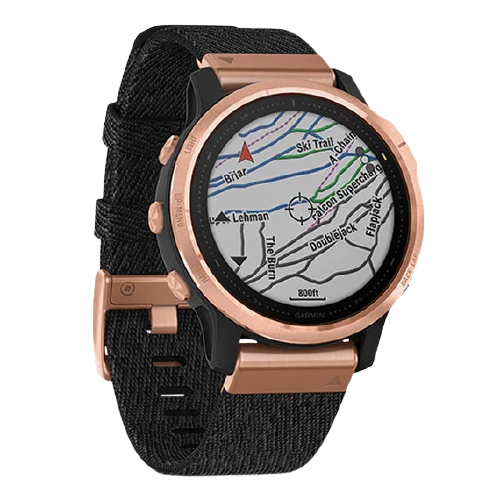 Garmin Fenix 6S Multisport GPS Smartwatch 42mm Sapphire Rose Gold-tone with Heathered Black Nylon Band