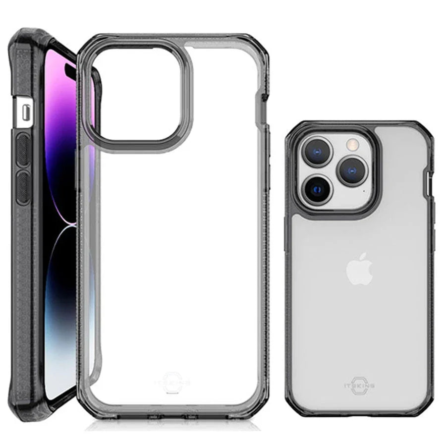Itskins Case For iPhone 14 Pro Max ( 6.7") Hybrid Clear Black and Transparent - ( AP4M-HBMKC-BKTR )