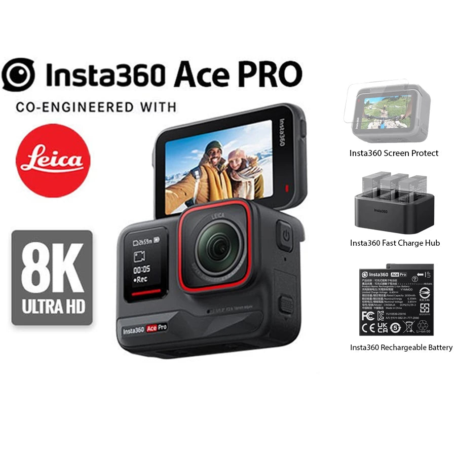 Insta360 Ace Pro + Battery + Fast Charge Hub + Screen Protector