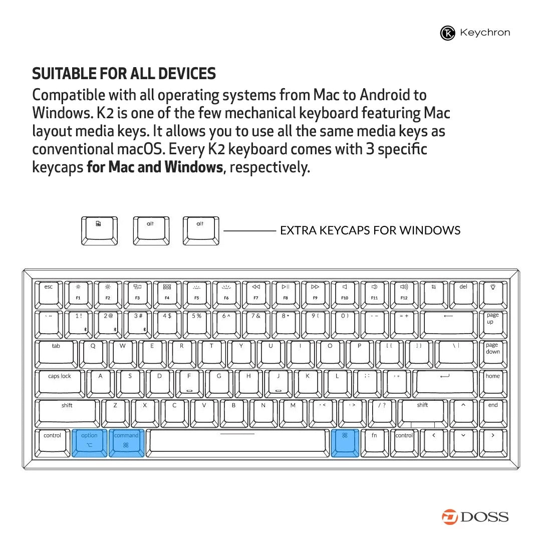 Keychron K2-B1 Wireless Mechanical Keyboard 84 Key RGB Backlight Plastic Frame Red Switch
