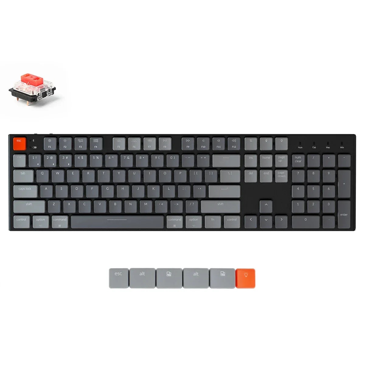 Keychron K1-N1 Wireless Mechanical Keyboard Aluminum Frame 104 Key RGB Backlight Red Switch