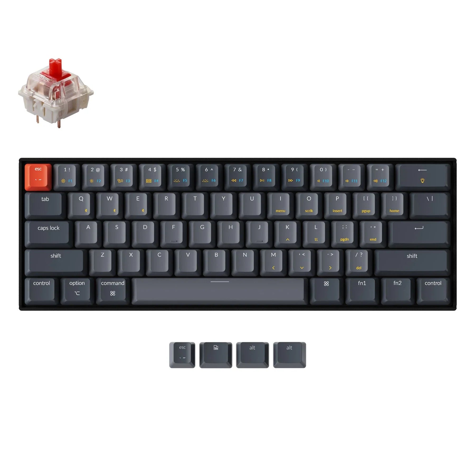 Keychron K12-G1 Wireless Mechanical Keyboard  61 Key White Backlight Red Switch Gateron Hot Swappable