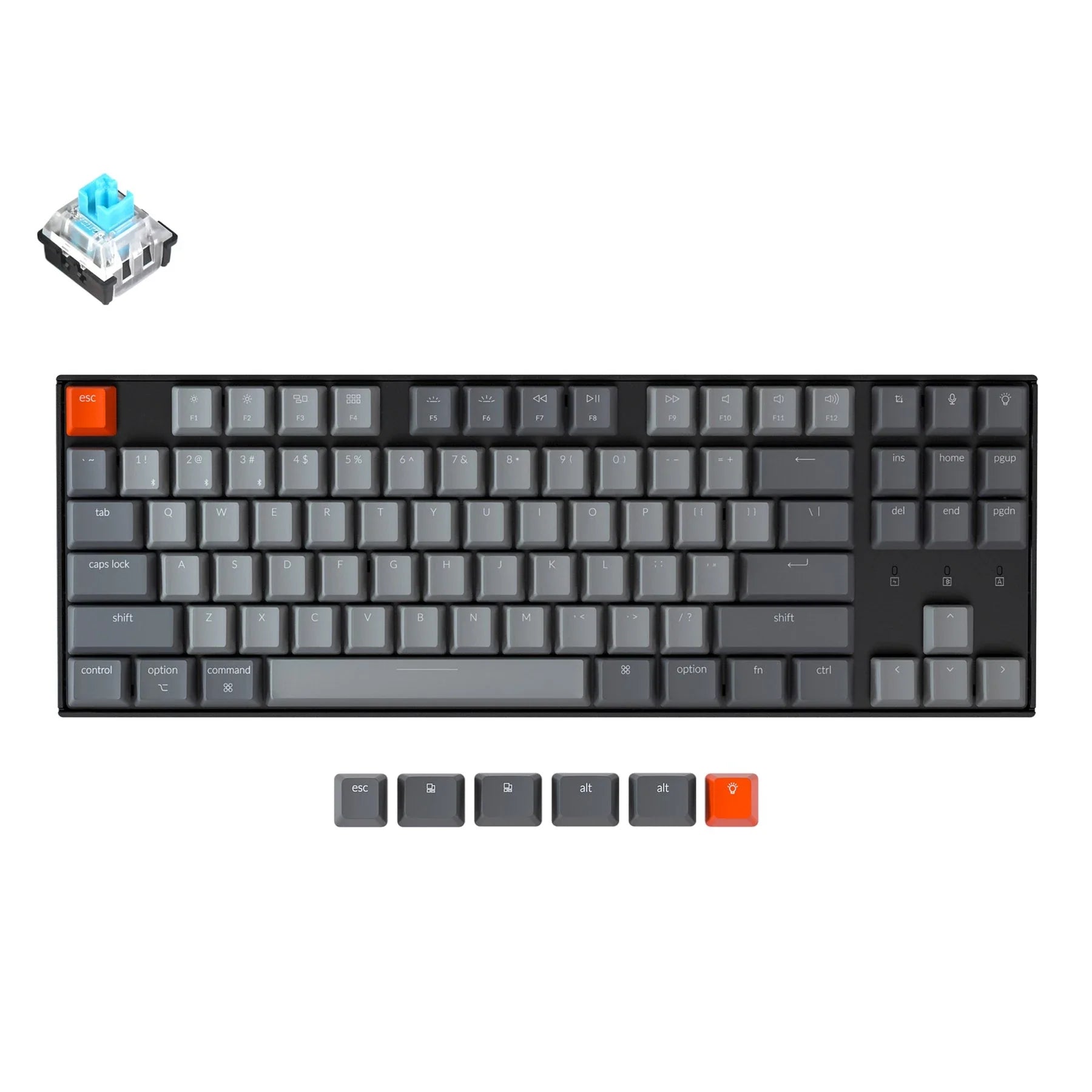 Keychron K8-D2 Wireless Mechanical Keyboard White Backlight Optical HotSwappable Mechanical Blue Switch