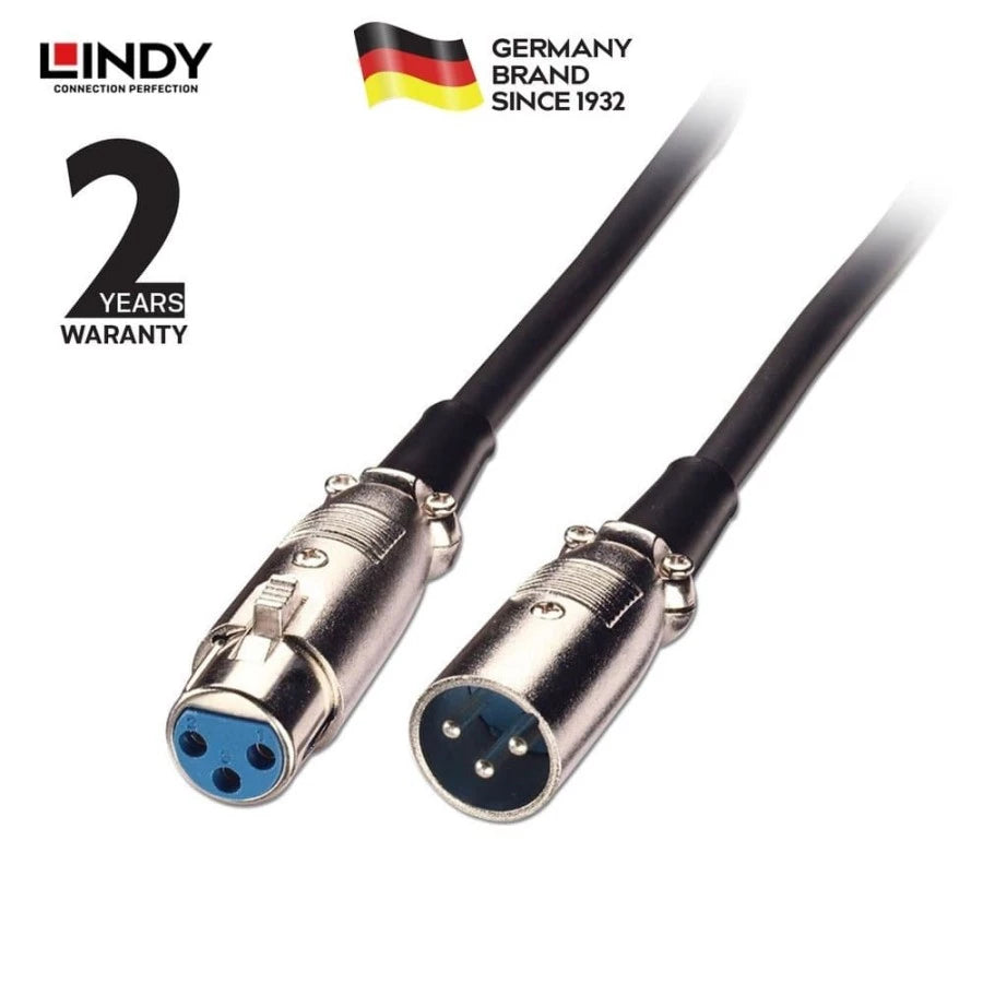 Lindy #06059 XLR Cable - Male to Female, Black 10m