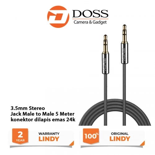 Lindy #35304 Cromo 3,5mm Stereo Jack Male To 3,5mm Jack Male, 5m