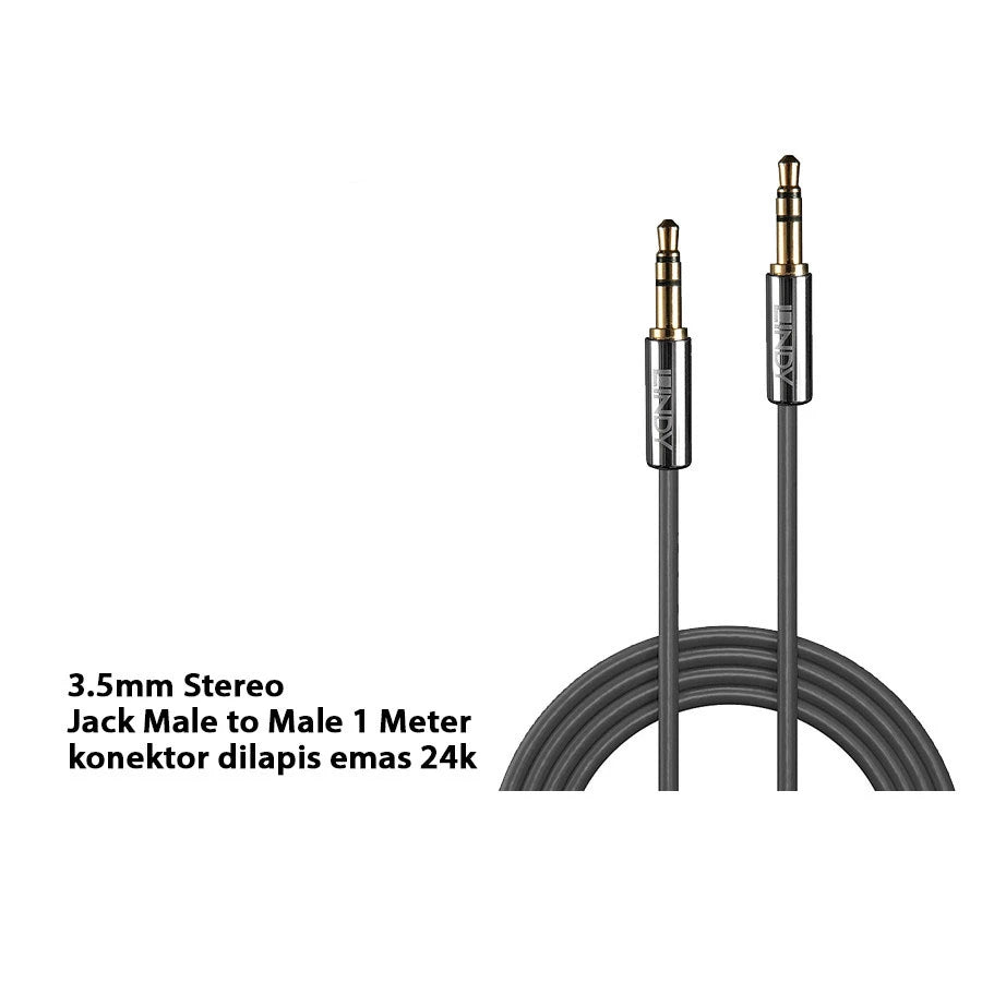 Lindy #35301 Cromo 3,5mm Stereo Jack Male To 3,5mm Jack Male, 1m