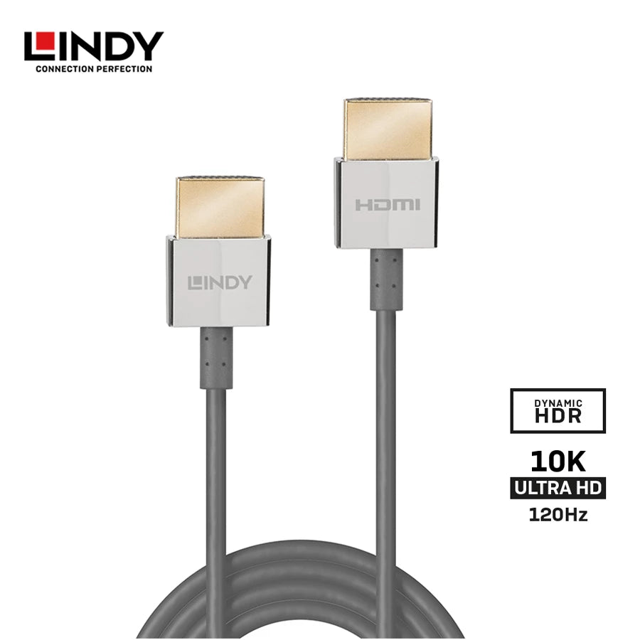 Lindy #36775 CROMO Slim High Speed HDMI 2.1 Cable with Ethernet,0.5m