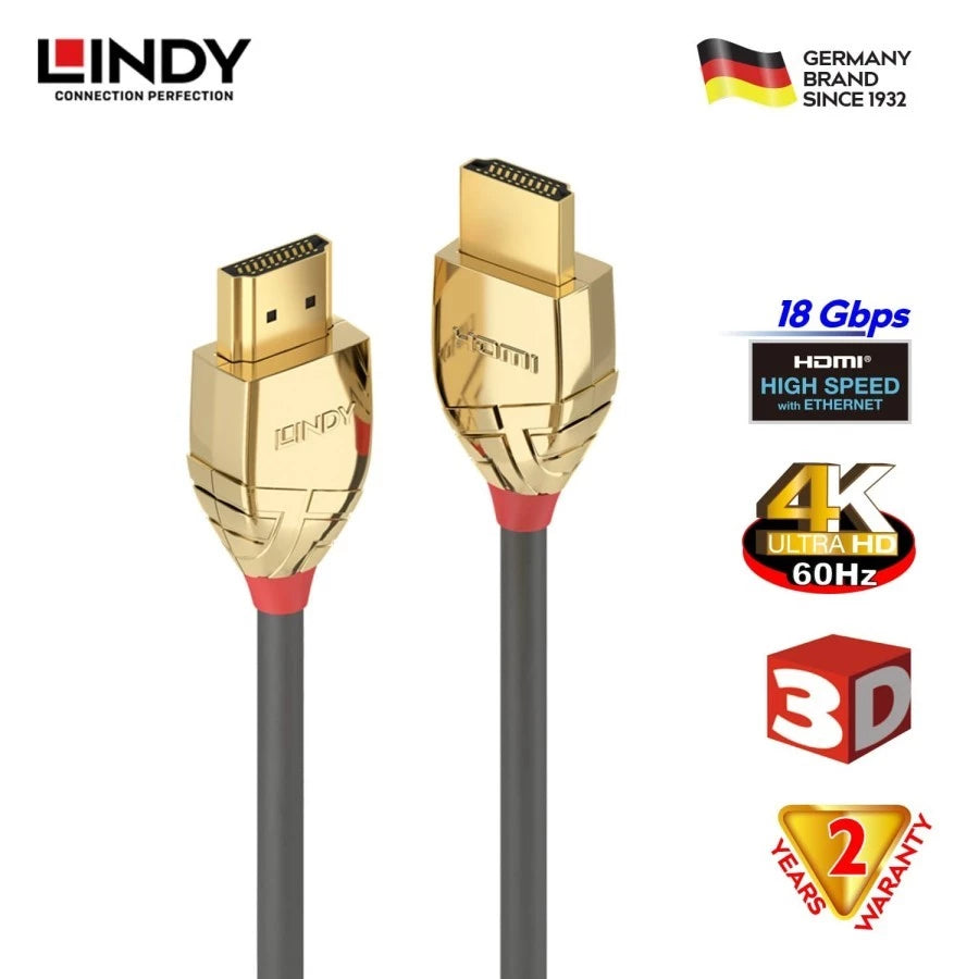 Lindy #37868 Standard Gold Line Male to Male HDMI Cable 20m