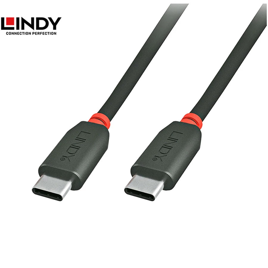 Lindy # 41872 USB 2.0 Type C Male to Type C Male Cable, Black, 2m