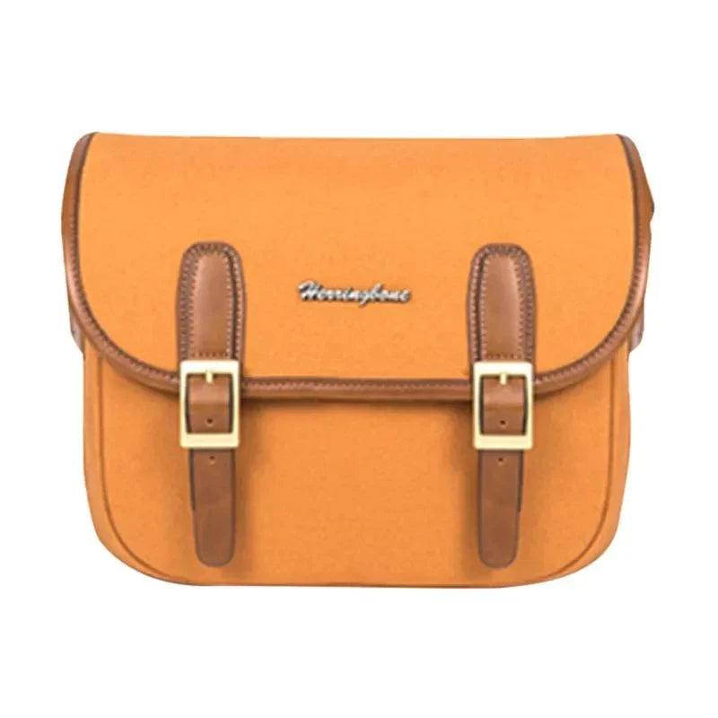 Herringbone Maniere Small Canvas Camera Shoulder Bag Sand