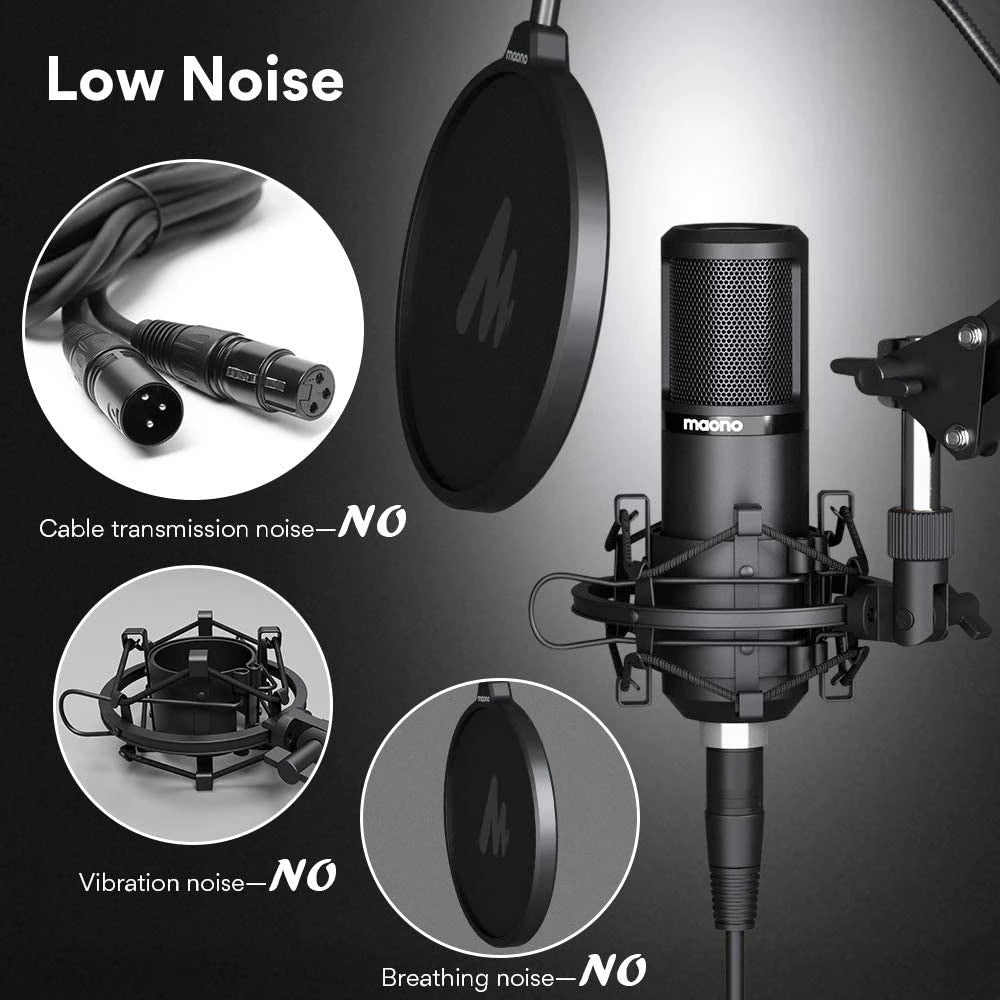 Maono AU-PM320S Cardioid Vocal Studio Recording XLR Condenser Microphone Kit