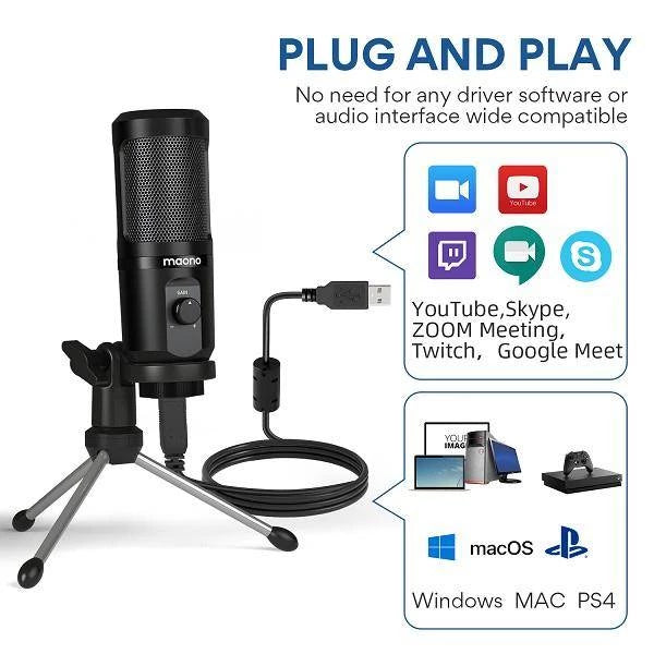 Maono AU-PM461TR Mic USB Condenser Stand Kit Recording