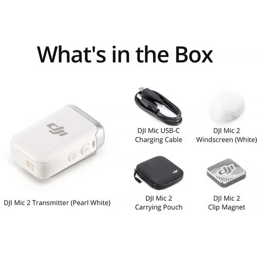DJI Mic 2 (1 TX, Platinum White) Compact Digital Wireless Microphone System/Recorder for Camera & Smartphone