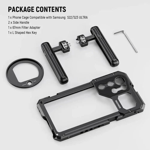 Neewer PA021 Handheld Cage with Filter Thread Adapter for Samsung Galaxy S23 Ultra
