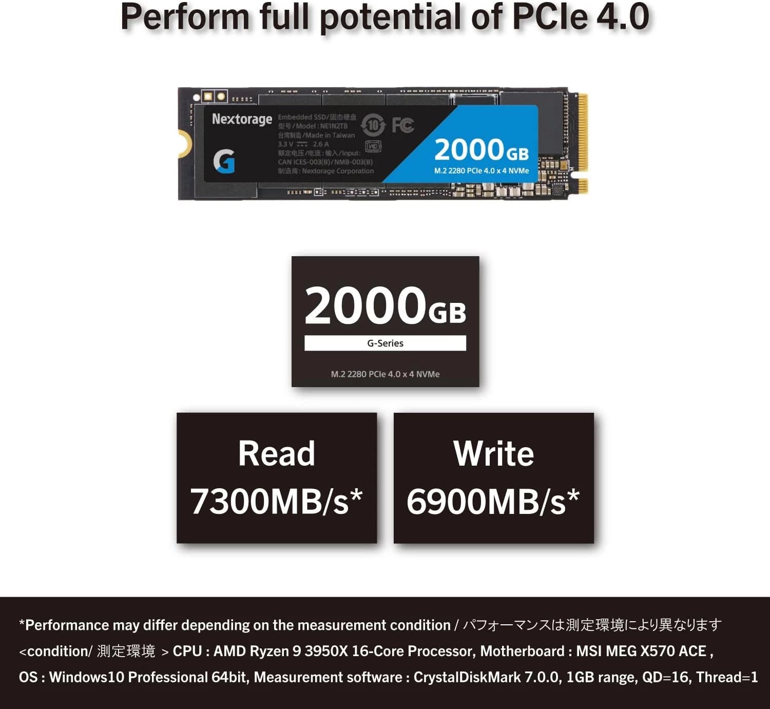 Nextorage SSD 2TB 7300 Max Seq Read, 6900 Max Seq Writeacc