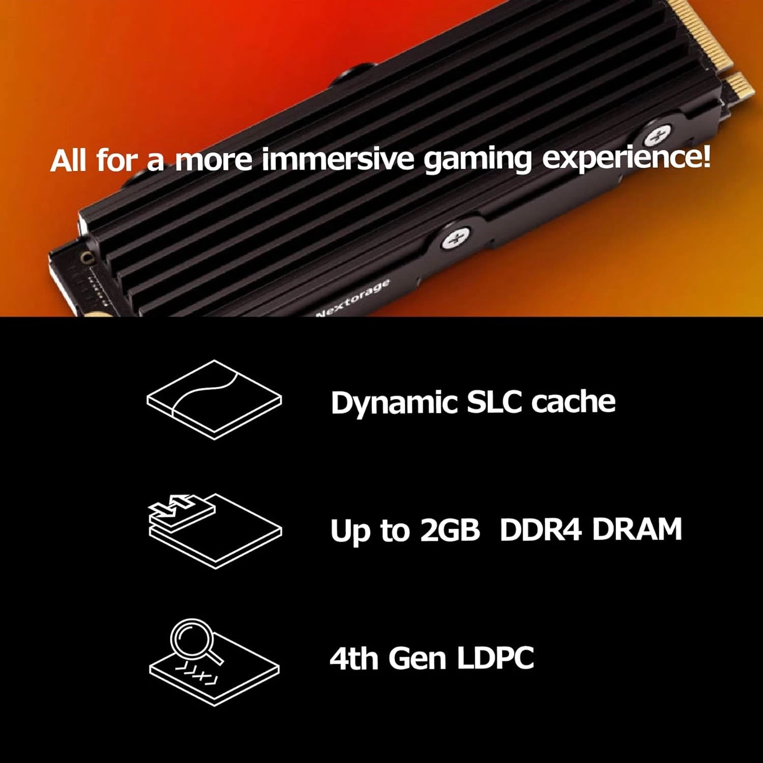 Nextorage NEM-PA SSD With Heatsink PS5 Compatible 1TB 7300 Max Seq Read, 6000 Max Seq Write
