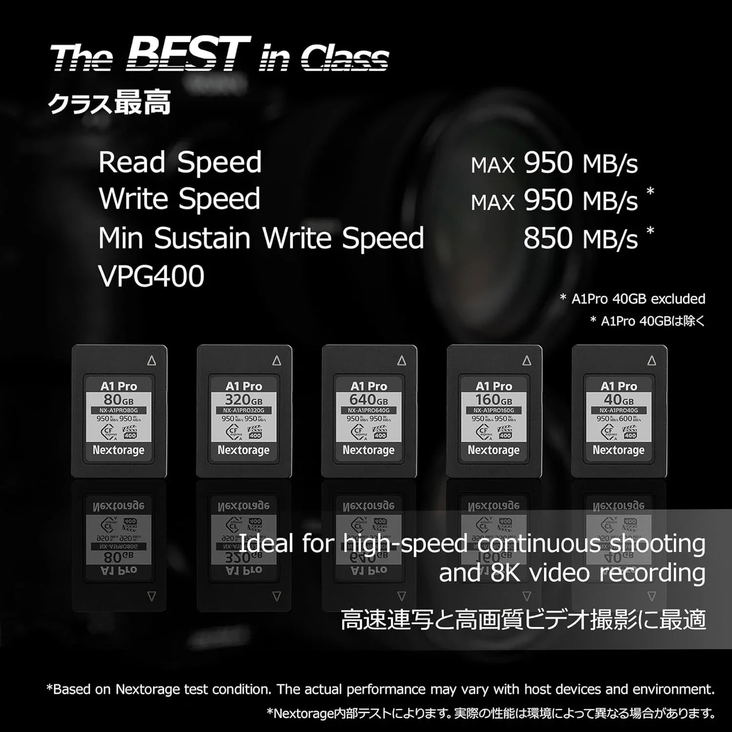 Nextorage NXA1PRO CFExpress Type A 160GB 950MB/s Read, 950MB/s Write, 850MB/s Sustain Write