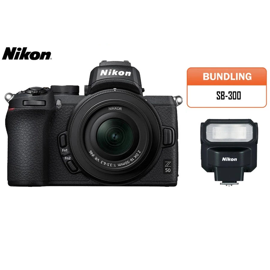 Nikon Z50 Kit 16-50mm Mirrorless Digital Camera Bundle with Nikon SB-300 Speedlight