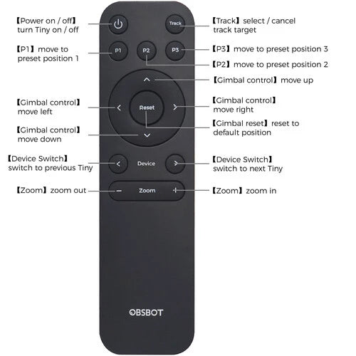 Obsbot Tiny Remote Control for PTZ Webcam