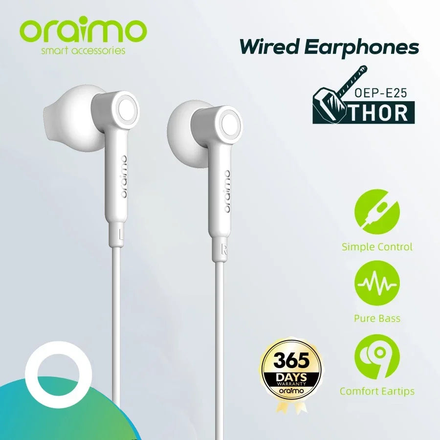 Oraimo OEP-E25 Thor Half In Ear Earphone (White)