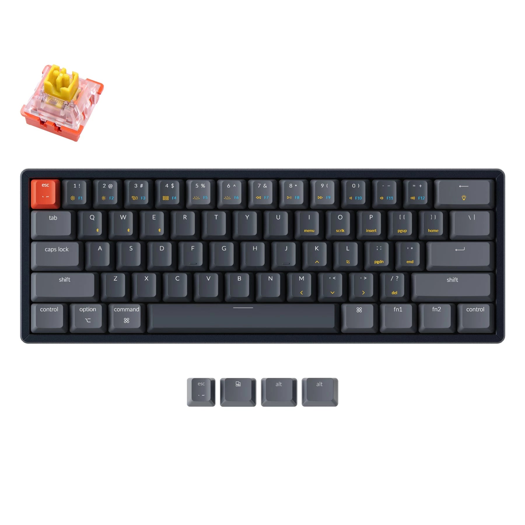 Keychron K12-F4 Wireless Mechanical Keyboard  61 Key RGB Backlight Aluminum Frame Keychron Optical (Hot-swappable) Banana Switch