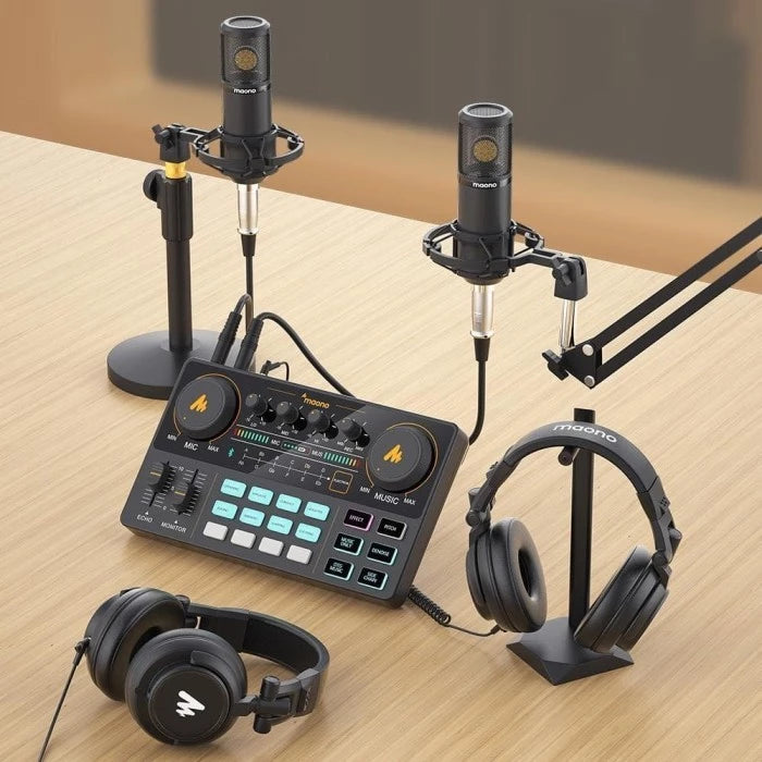 Paket Maono AU-AM200 Audio Mixer + Maono AU-A03T& AU-MH501 Headphone 2PCS