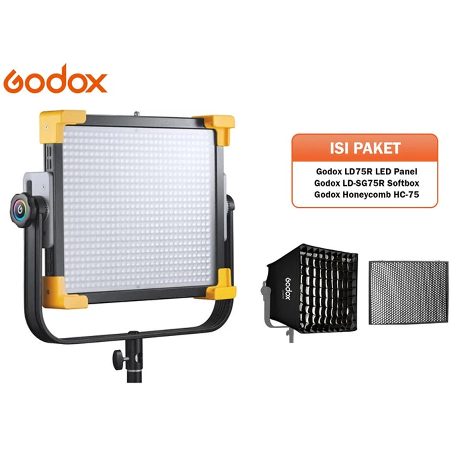 Paket Godox LD75R LED Panel + HC-75 + LD-SG75R