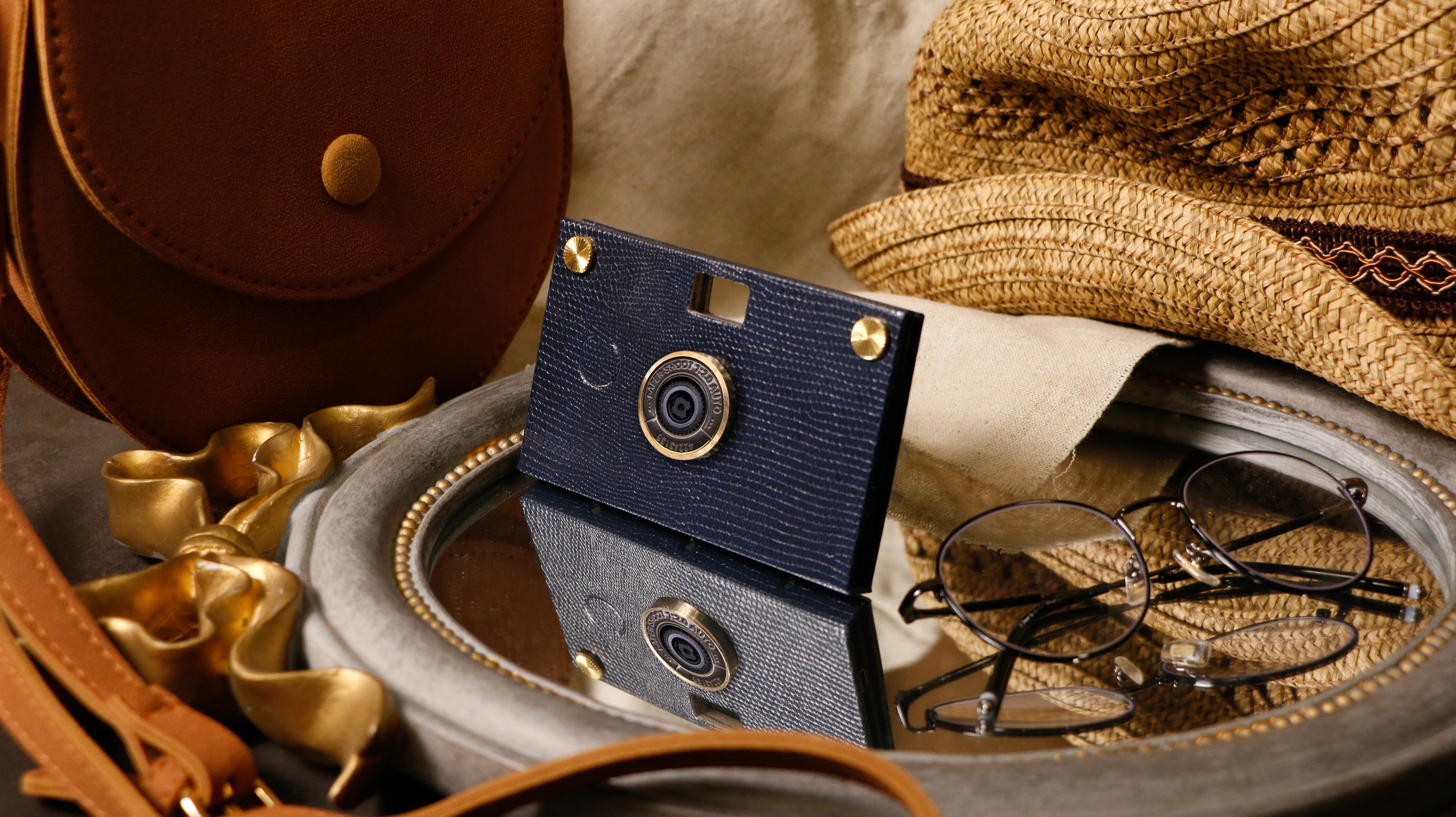Paper Shoot Leather Texture Wooden Box Camera Set - Spurce Green 18MP