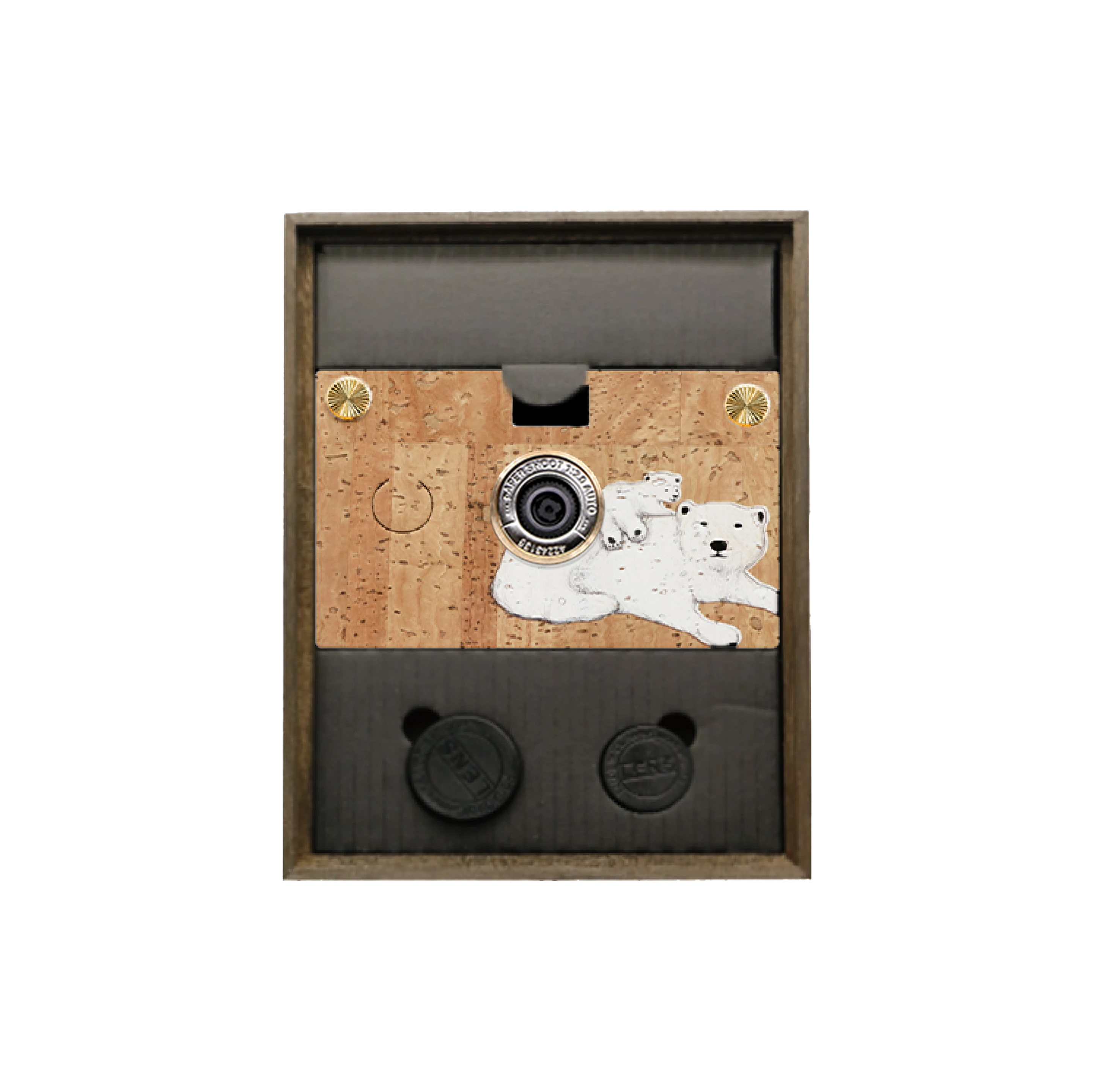 Paper Shoot Cork Wooden Box Camera Set - Bear 18MP