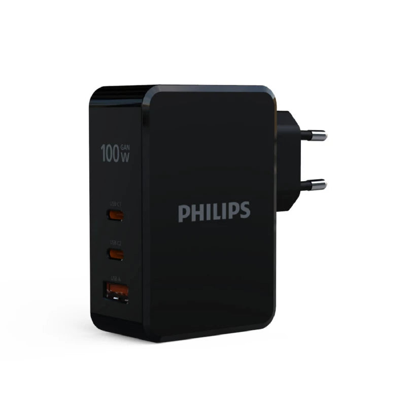 Philips DLP9710CB Wall Charger PD GaN 3port 100W, Charger for Laptop