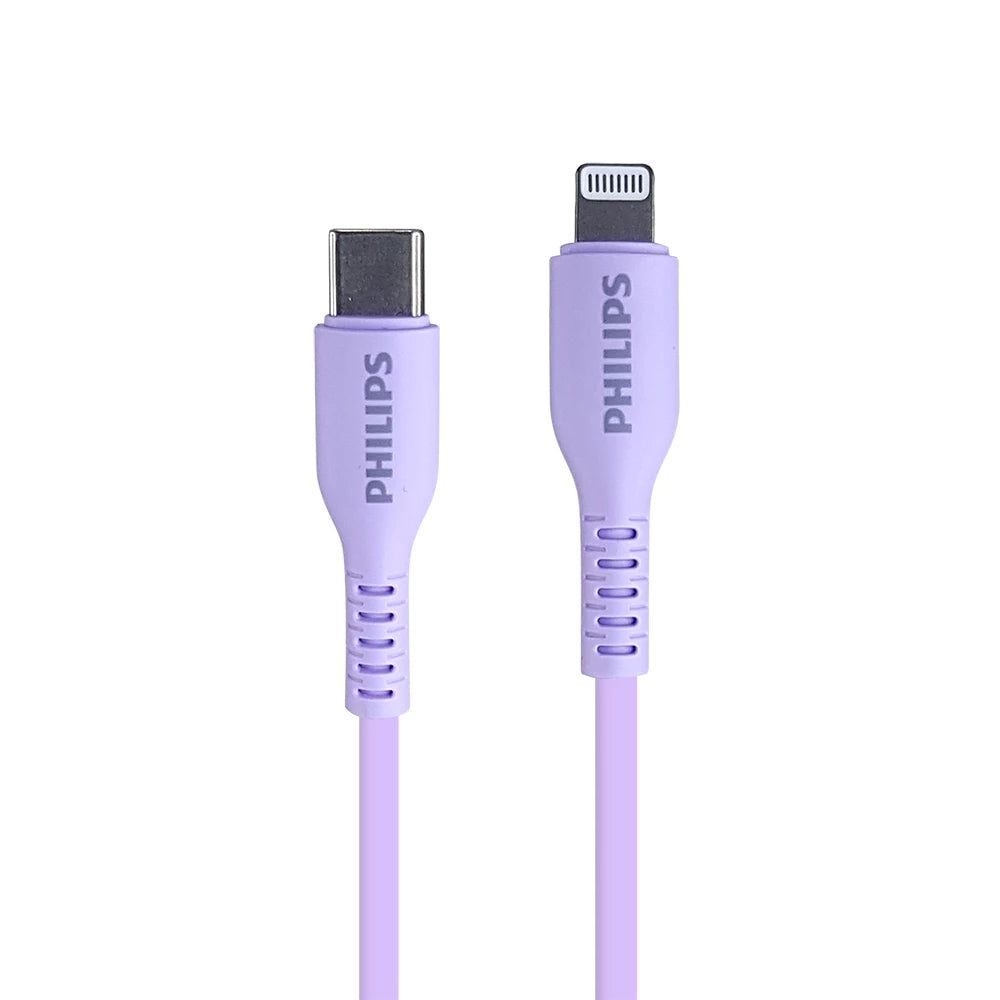 Philips DLC8631P USB-C to Lightning Cable 1.2M Soft Silicone Pastel Color - Violet