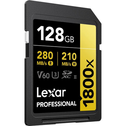 Lexar 128GB 1800x SDXC UHS-II Memory Card R: 280MB/S W: 210MB/s