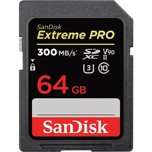 SanDisk SDXC Extreme Pro 64GB UHS-II V90 (Read 300MB/s and Write 260MB/s)