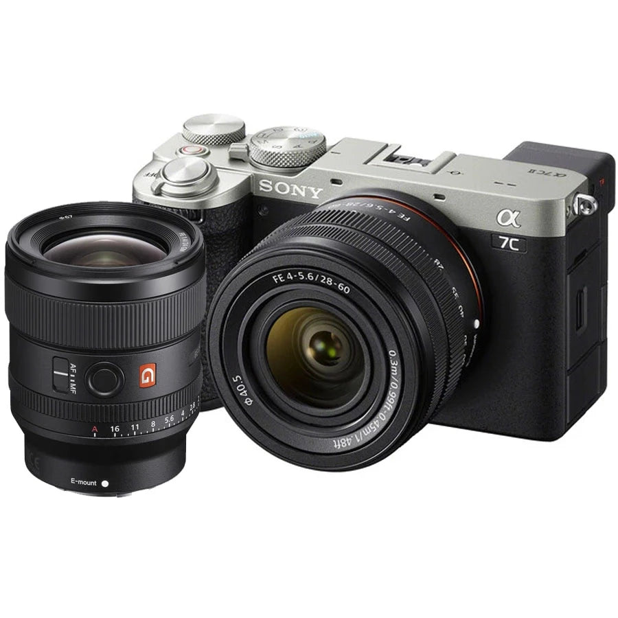 Paket Sony a7C II Mirrorless Camera with 28-60mm Lens (Silver) With Sony FE 24mm f1.4 GM Lens