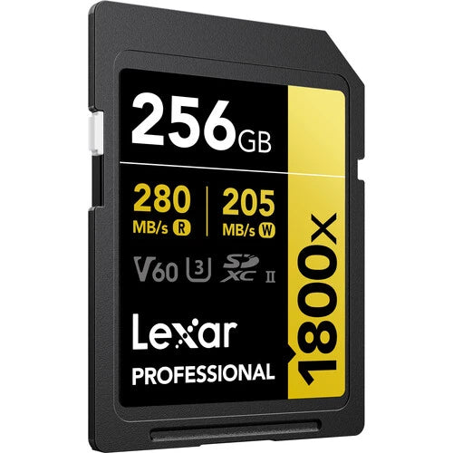 Lexar 256GB 1800x SDXC UHS-II Memory Card R: 280MB/S W: 205MB/s