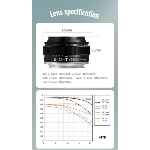 TTartisan 50mm f2 SONY E-MOUNT (FULL FRAME)