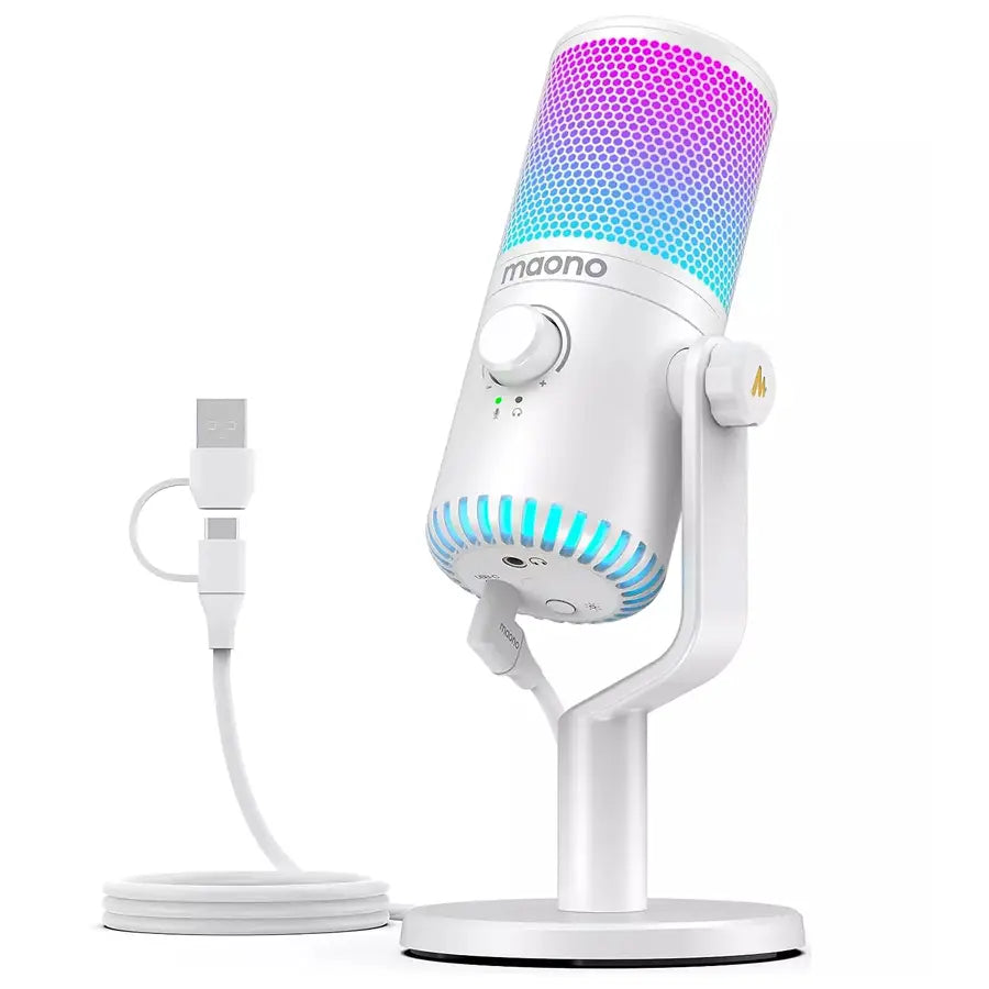Maono DM30 RGB Gaming USB Microphone - White