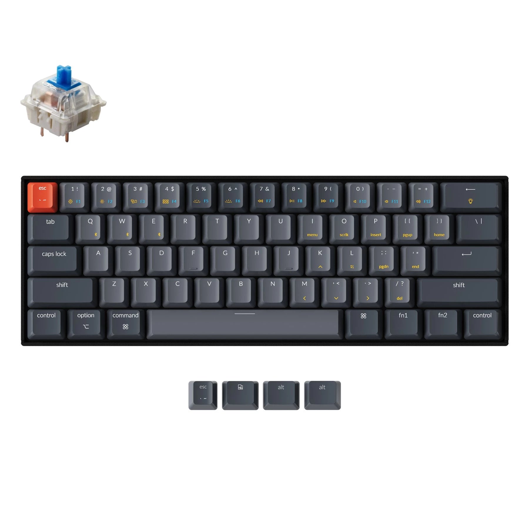 Keychron K12-G2 Wireless Mechanical Keyboard  61 Key White Backlight Blue Switch Gateron Hot Swappable