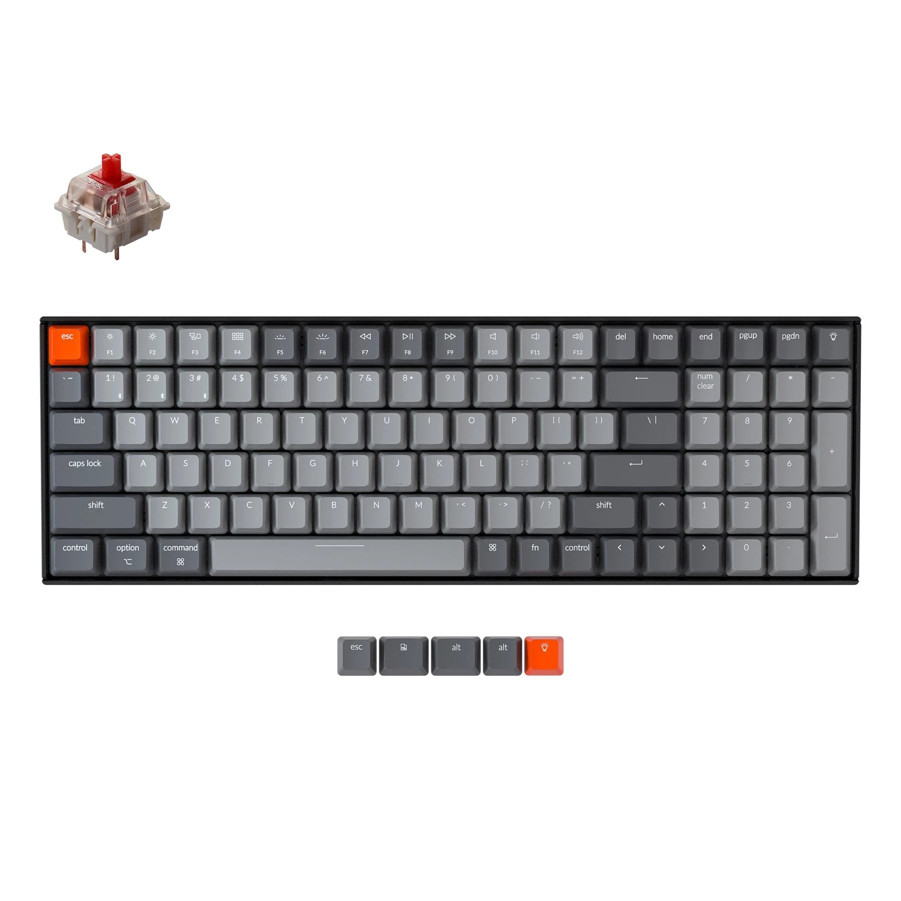 Keychron K4-G1 Wireless Mechanical Keyboard White Backlight Gateron Hot-Swappable Red Switch