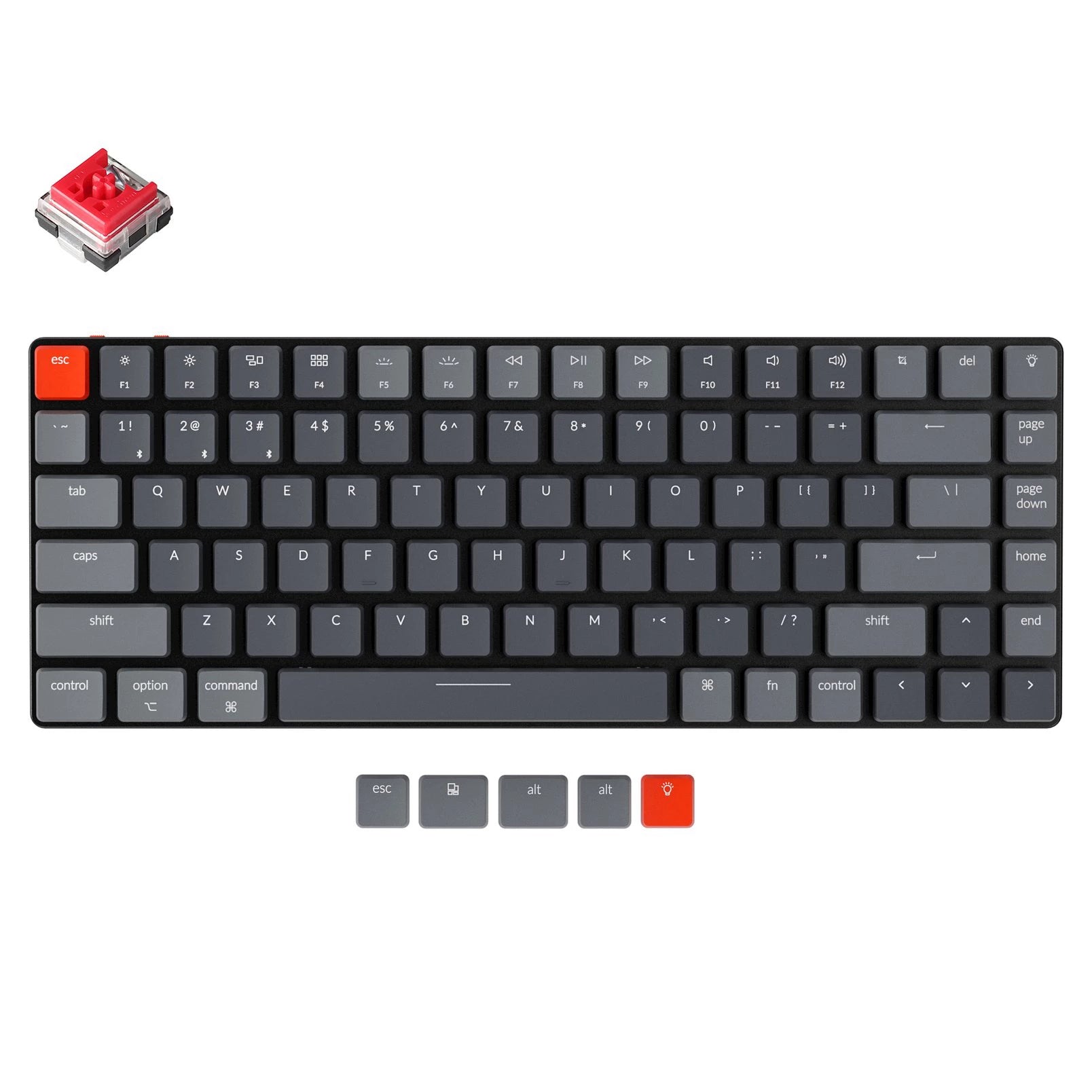 Keychron K3-E1 Ultra-slim Wireless Mechanical Keyboard RGB Backlight Low Profile Keychron Optical (Hot-swappable) Red