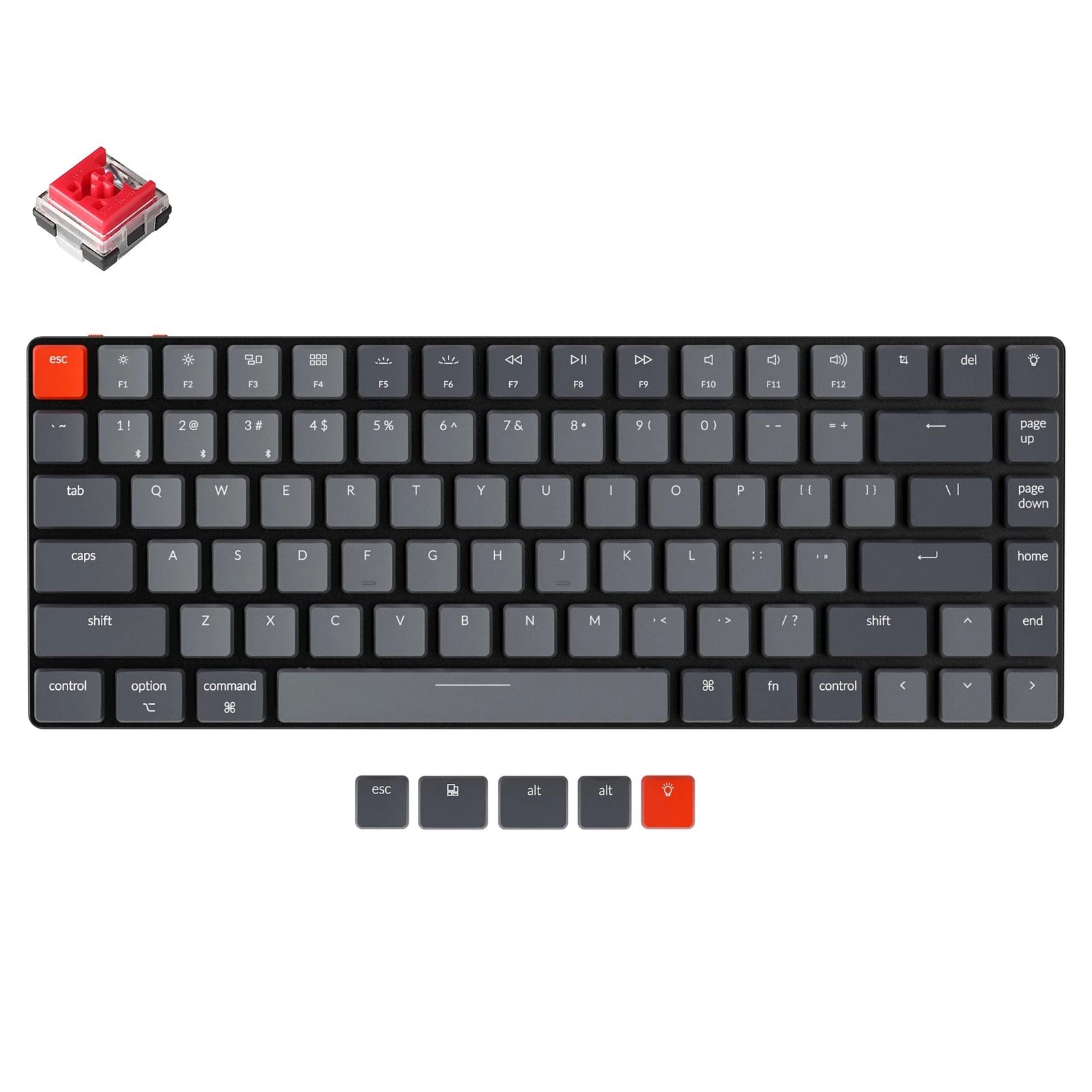Keychron K3-D1 Ultra-slim Wireless Mechanical Keyboard White Backlight Low Profile Keychron Optical (Hot-swappable) Red