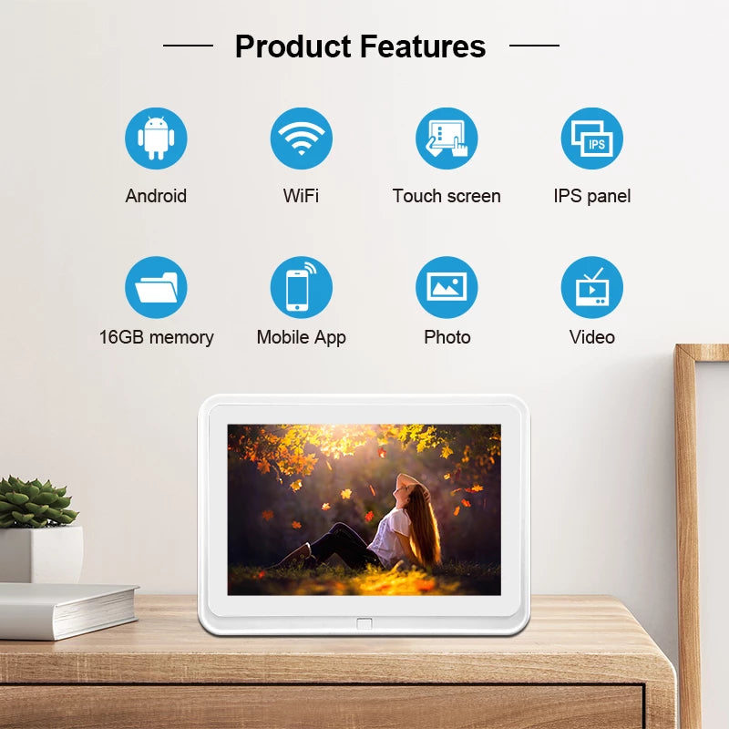 Frameo 10" Smart Digital Photo Frame with Frameo App (White)