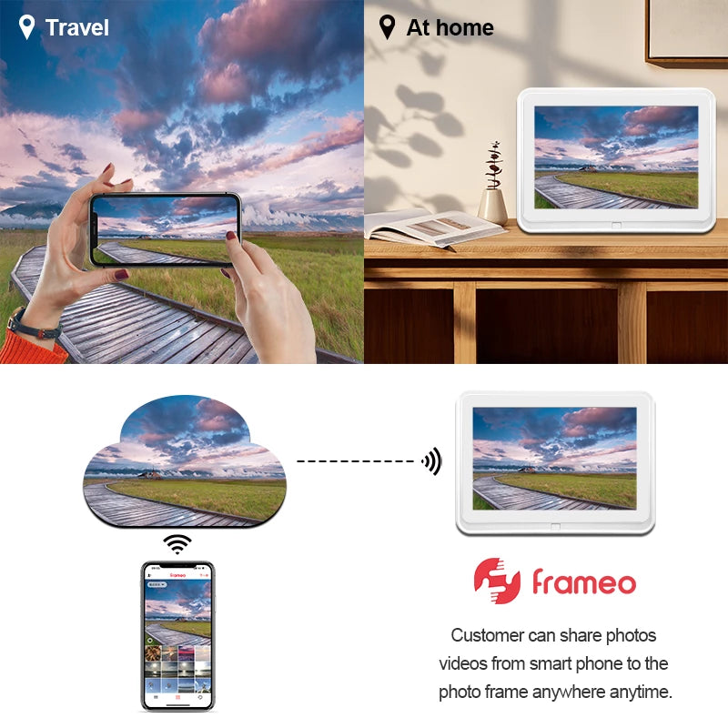 Frameo 10" Smart Digital Photo Frame with Frameo App (White)