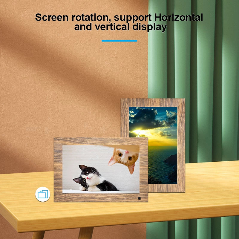 Frameo 10" Smart Digital Photo Frame with Frameo App (Wood)