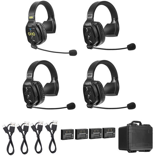 Saramonic WiTalk WT4S 4 Person Full Duplex Wireless Intercom System with Single-Ear Headsets (1.9 GHz)