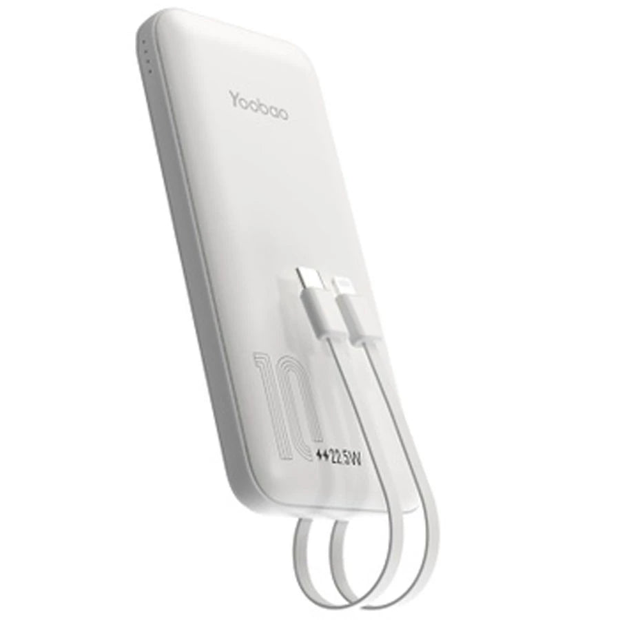 Yoobao LC1 10000mAh Built-in Cable Type-C and Lightning Cable PD20W - White